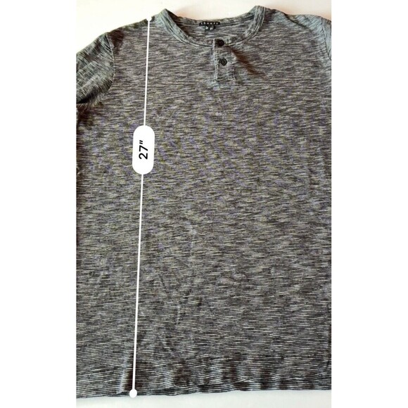 Theory Black White Striped Knit Stretch Long Sleeve Shirt Men's Size Large - Picture 6 of 7